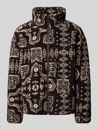 REVIEW Teddyfell Jacke mit Stehkragen und Label-Detail Dunkelbraun 2
