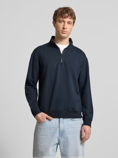 Blend Bluza z kołnierzem zapinanym model „BRODY” Granatowy 4