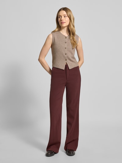 Oui Gebreid gilet met V-hals Taupe - 1