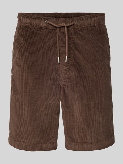 Produktfoto, Regular Fit Sweatshorts aus Baumwoll-Mix Modell 'JACE' von SELECTED HOMME in Braun, Cordstruktur, unifarben, mit Tunnelzug und Taschen