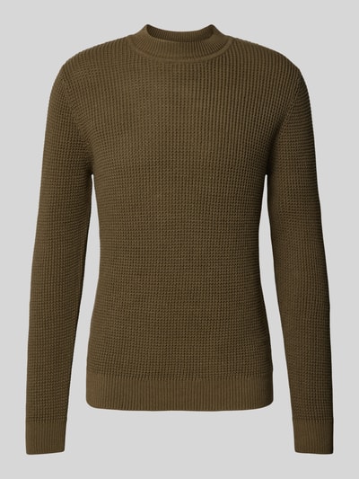 Jack & Jones Premium Strickpullover mit gerippten Abschlüssen Modell 'VIGGO' Oliv 2