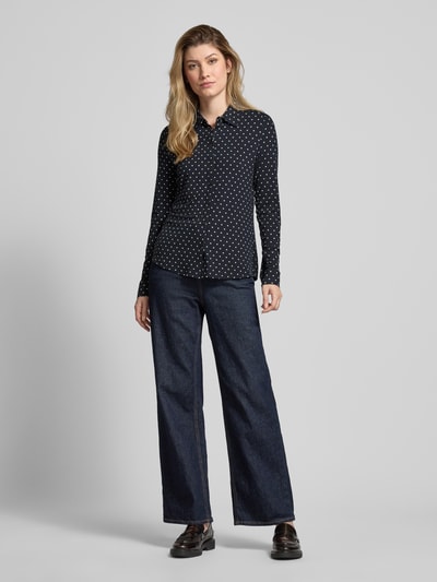 Marc O'Polo Regular Fit Jersey-Langarmbluse aus Viskose-Mix mit Polka Dots Marine 1