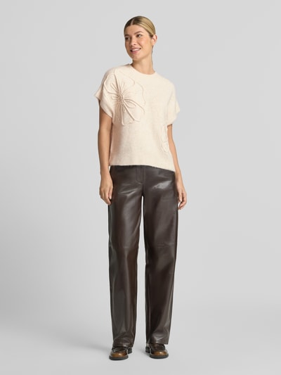 b.young Gebreid shirt met ronde hals model 'OMEA' Beige - 1