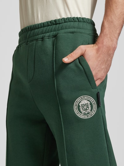 PROHIBITED Sweatpants met labelstitching, model 'Camden' Donkergroen - 3