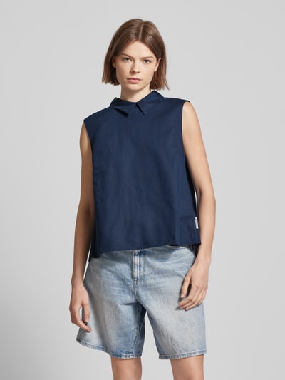 Marc O'Polo Denim Korte top met platte kraag Marineblauw - 4