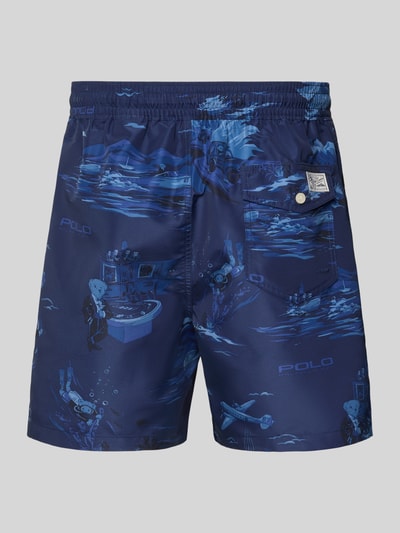 Produktfoto, Badehose mit elastischem Bund und Tunnelzug von Polo Ralph Lauren Underwear im Allover-Look mit maritimen Mustern, Blautöne, Regular Fit