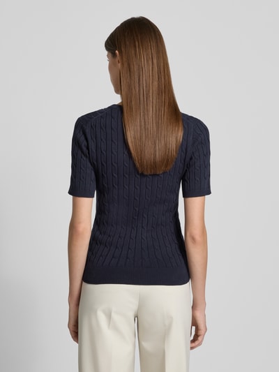 Gant Strickshirt mit Rundhalsausschnitt und Logo-Stitching Marine 5