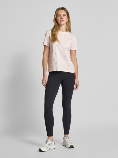 Guess Activewear T-shirt met geribde ronde hals, model 'CHRYSANTA' Roze - 1