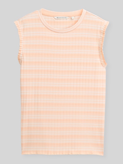 Tom Tailor Denim Slim Fit Top in Rippoptik Apricot 2