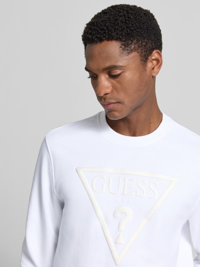 GUESS Regular Fit Sweatshirt mit Logo-Detail Modell 'Audley' Weiss 3