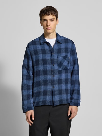 REVIEW Karohemd in verkürztem Schnitt mit Brusttasche Marine 4