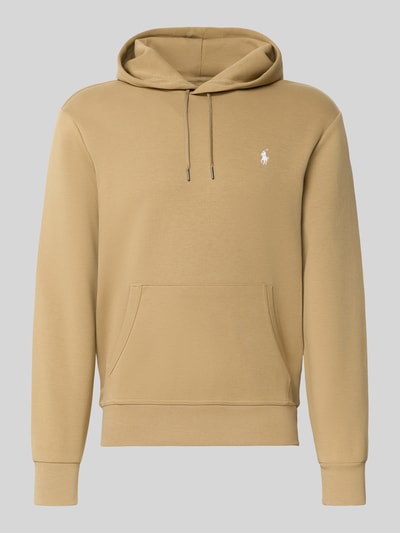 Produktfoto, Regular Fit Hoodie aus Baumwoll-Mix von Polo Ralph Lauren in Beige mit Kängurutasche und glatter Textur vor grauem Hintergrund