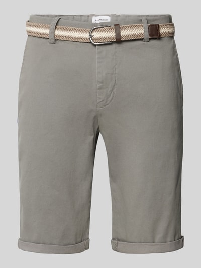 Lindbergh Slim Fit Bermudas mit Gürtel Taupe 2