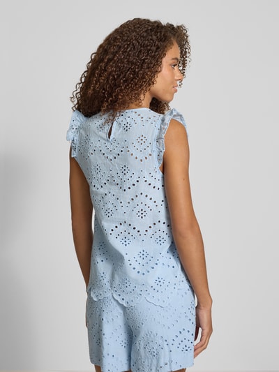 Pieces Top bluzkowy o luźnym kroju z czystej bawełny model ‘VILDE’ Jasnoniebieski 5