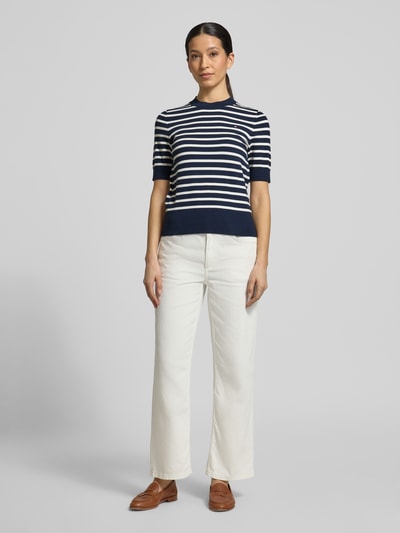 Tommy Hilfiger Sweter z dzianiny o kroju regular fit z mieszanki bawełny Granatowy 1