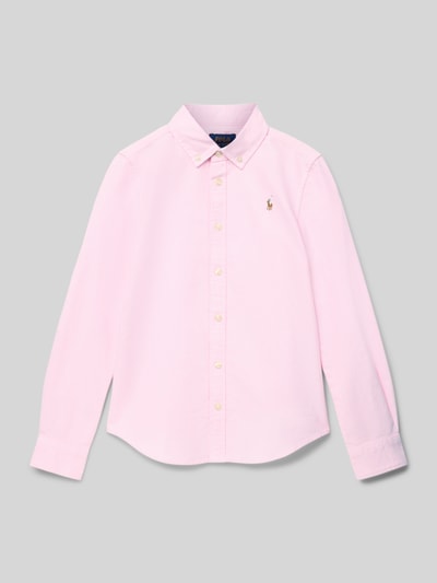 Polo Ralph Lauren Teens Regular fit overhemdblouse met logostitching, model 'Trinetteox' Roze - 1