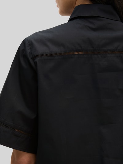 Marc O'Polo Regular Fit Kurzarmbluse aus reiner Baumwolle mit Lochstickerei Black 3