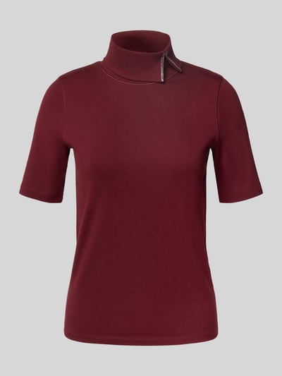 Marc Cain Eng anliegendes T-Shirt aus Baumwoll-Mix mit Rollkragen Bordeaux 2