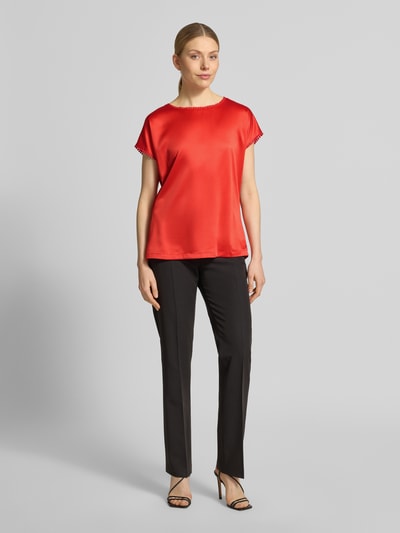 Christian Berg Woman T-Shirt aus Satin mit Häkelspitze Rot 1