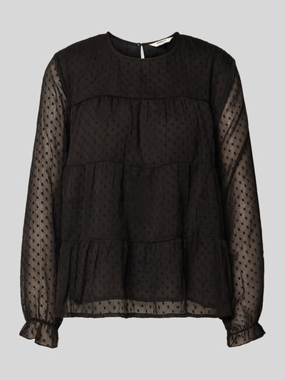 Only Relaxed fit blouse met lange mouwen en dobbystructuur, model 'ELIZA LIFE' Zwart - 2