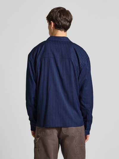 Pegador Oversized vrijetijdsoverhemd met labelstitching, model 'Pikal' Marineblauw - 5