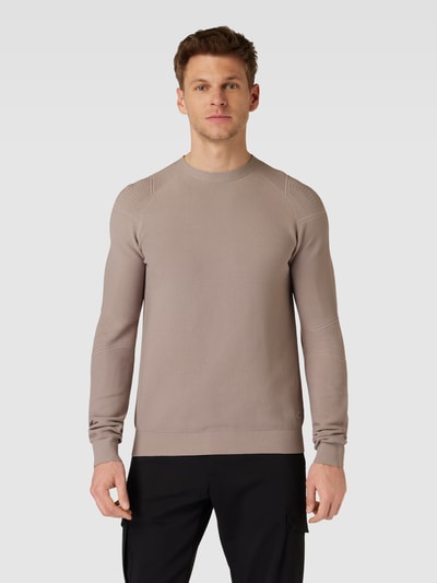 AlphaTauri Gebreide pullover met ribboorden, model 'FOSOP' Zand - 4