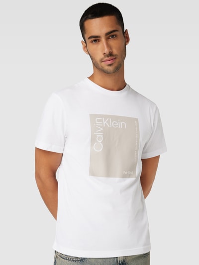 CK Calvin Klein T-Shirt mit Label-Print Weiss 3