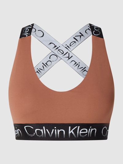 Calvin Klein Performance Stanik z elastycznym paskiem z logo  Koniakowy 2