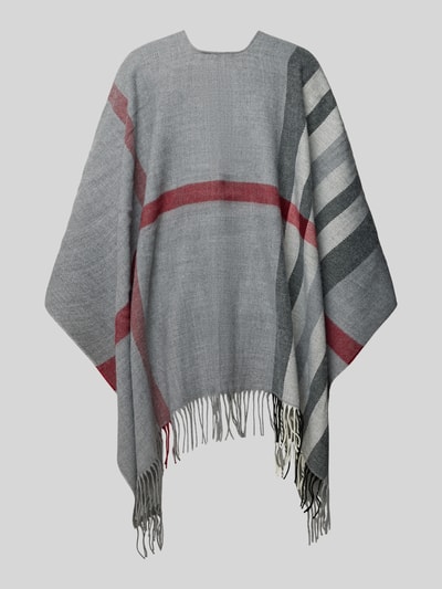 Fraas Poncho met franjes Lichtgrijs - 3