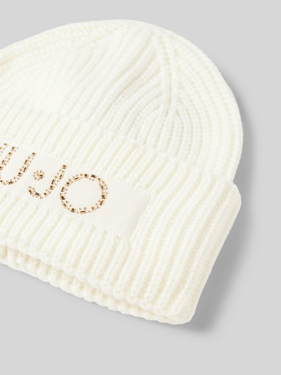 Liu Jo White Beanie mit Label-Patch Rosa 2