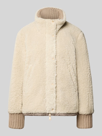 Produktfoto, Jacke aus Teddyfell mit Eingrifftaschen von White Label, cremefarben, Regular Fit, Stehkragen, Knopfleiste, strukturierte Oberfläche