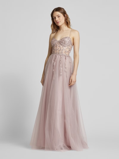 Unique Abendkleid mit Spitzenbesatz Rose 1