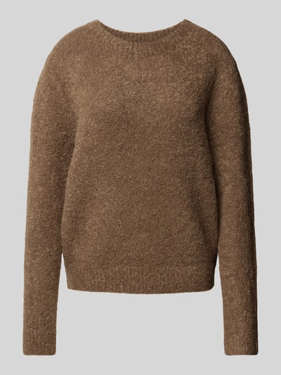 Marc O'Polo Regular fit bouclé pullover van een mix van scheerwol en alpacawol Middenbruin - 2