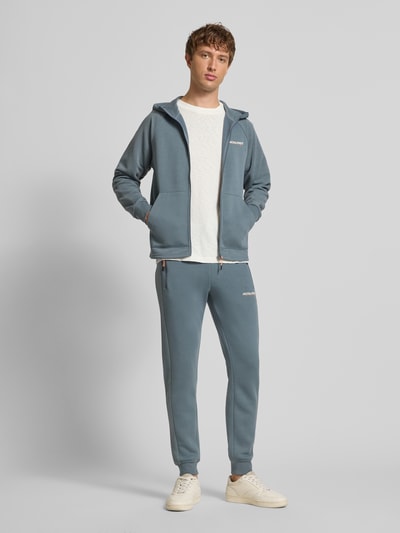 Jack & Jones Regular Fit Sweatjacke mit Logo-Print Modell 'Thatcher' Rauchblau 1