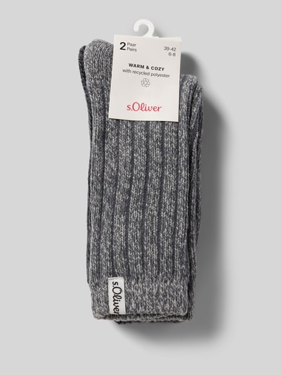 s.Oliver RED LABEL Gebreide sokken met ribboordjes in een set van 2 paar Donkergrijs - 3