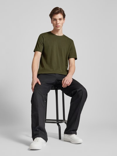 Jack & Jones T-shirt met afgeronde zoom, model 'ENOA' Olijfgroen - 1