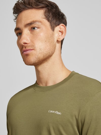 CK Calvin Klein T-Shirt mit Label-Print Khaki 3