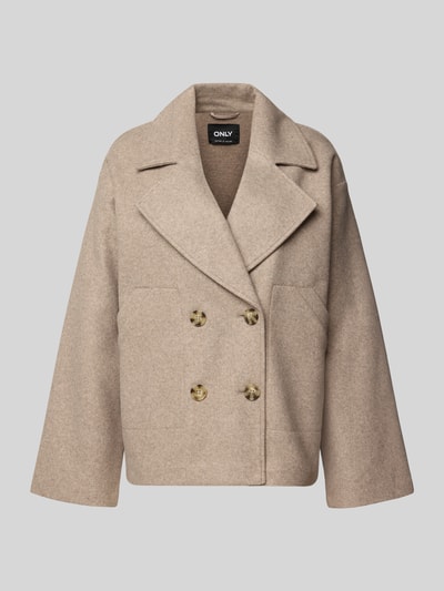 Only Kurtka o kroju regular fit z dwurzędową listwą guzikową model ‘NANCY LIFE’ Beżowy melanż 2