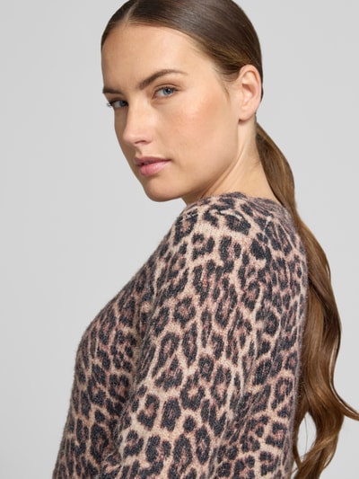 Christian Berg Woman Regular fit gebreid jack van elastische wolmix Camel - 3