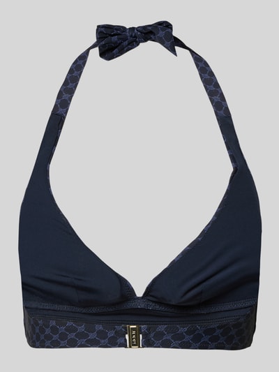 JOOP! Collection Góra bikini damska JOOP! Collection;Mieszanka materiałów z dodatkiem streczu;Dopasowany krój;Wiązanie na szyi;Trójkątny kształt;Zapięcie na haftkę Ciemnoniebieski 3