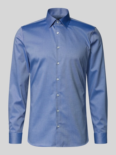 Produktfoto, Super Slim Fit Business-Hemd mit Kentkragen und Strukturmuster von OLYMP No. Six, blau, fein strukturiert, Baumwoll-Elasthan-Mix