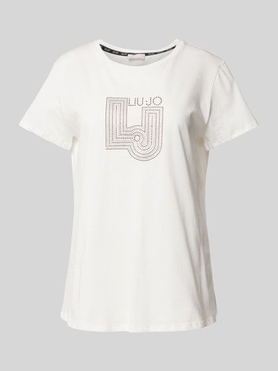 LIU JO SPORT T-Shirt mit Strasssteinbesatz Weiss 2