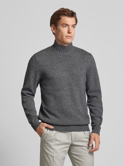 Profuomo Strickpullover mit gerippten Abschlüssen Anthrazit 4