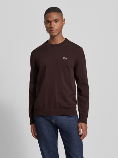Lacoste Regular Fit Strickpullover aus Baumwoll-Mix  Dunkelbraun 4