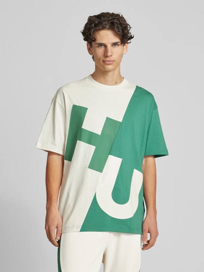 Hugo Blue T-Shirt mit Label-Print Modell 'Nokerios' Offwhite 4