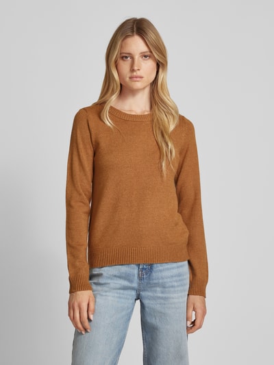 Vila Gebreide pullover met ronde hals, model 'Viril' Camel - 4