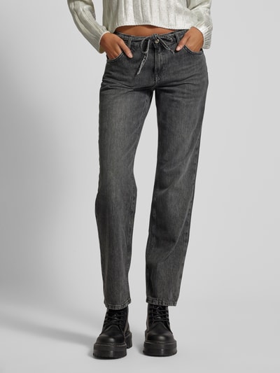 Only Slim fit jeans van puur katoen met strikceintuur, model 'BREE' Middengrijs gemêleerd - 4