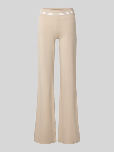 Produktfoto, Flared Leggings mit elastischem Bund Modell 'Jasmin' von OH APRIL in beige, Lyocell-Elasthan-Mix, glatte Struktur
