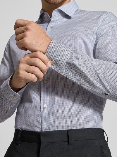SEIDENSTICKER Slim fit zakelijk overhemd in all-over look model 'New Kent' Marineblauw - 3