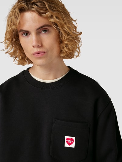 Carhartt Work In Progress Sweatshirt mit Label-Patch Modell 'HEART' Black 3